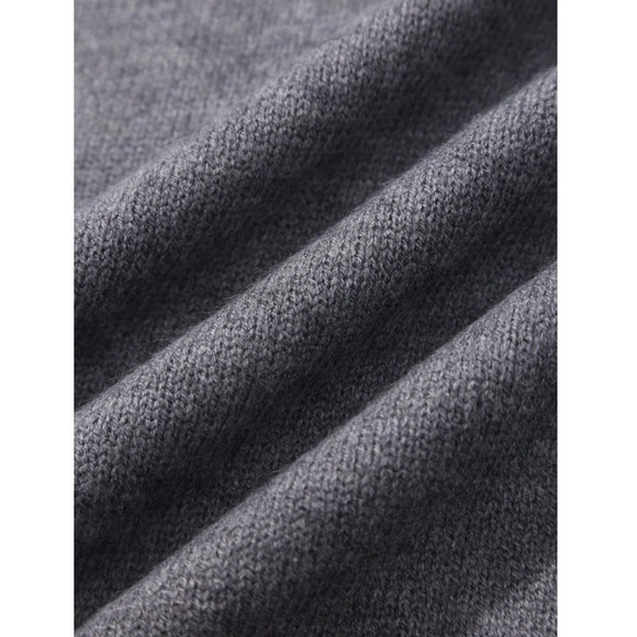 Grey Knit 2 Piece Set Turtleneck Sweater And Pleated Mini Skirt - Picture 7 of 11